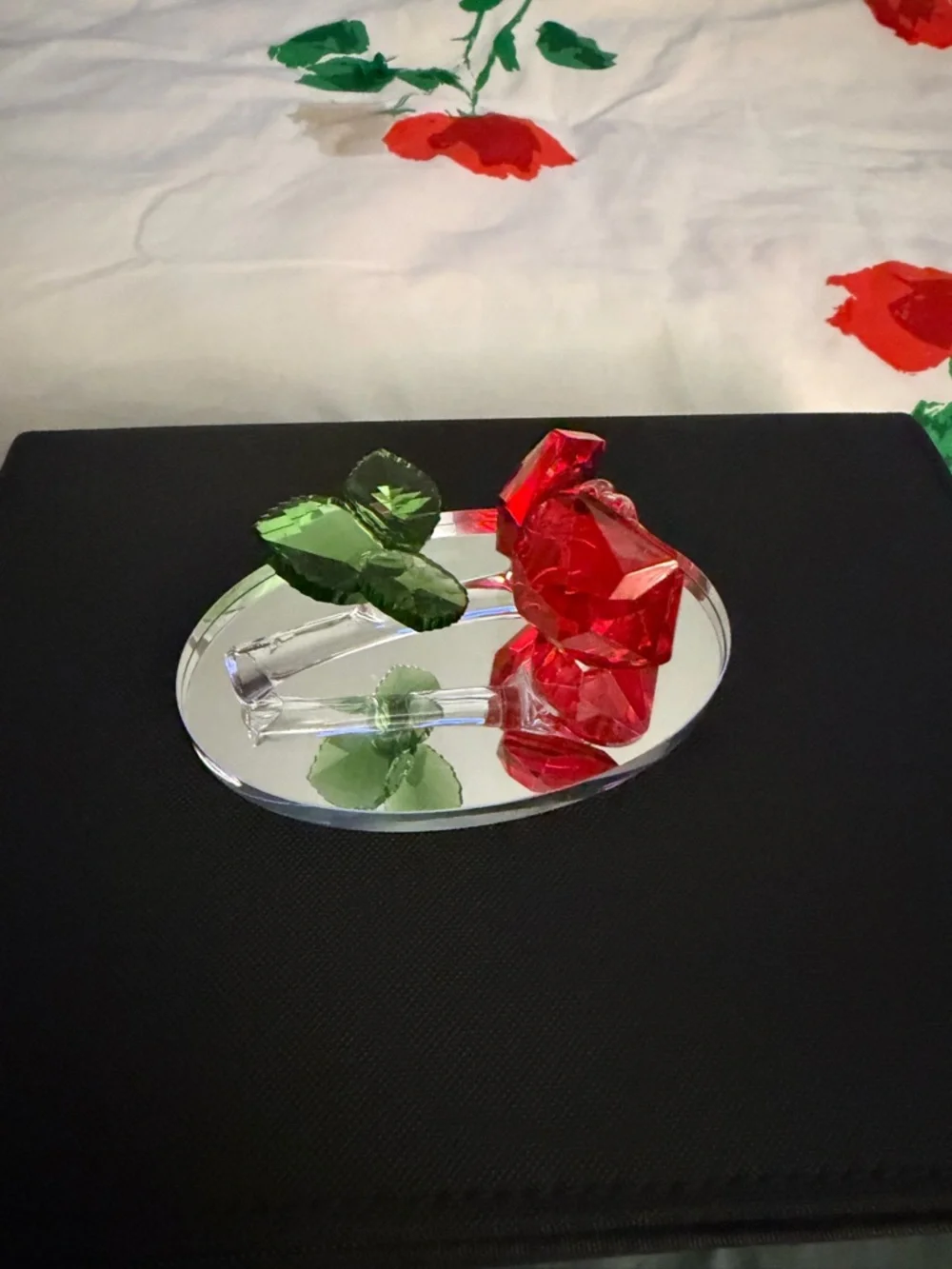 Glass Mirror Rose Crystal Decor